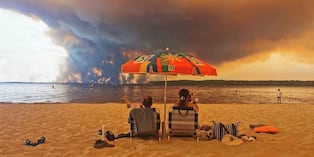 Escena en la playa de Moutchic, en Lacanau, en el suroeste de Francia.