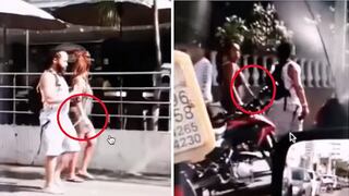 Mujer con cadena en el cuello es paseada por su pareja (VIDEO)