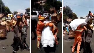 Barrenderos encuentran vestido de novia y arman la fiesta en pleno coronavirus | VIDEO