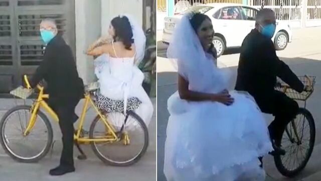 Padre emociona a todos los invitados tras llevar al altar a su hija en bicicleta