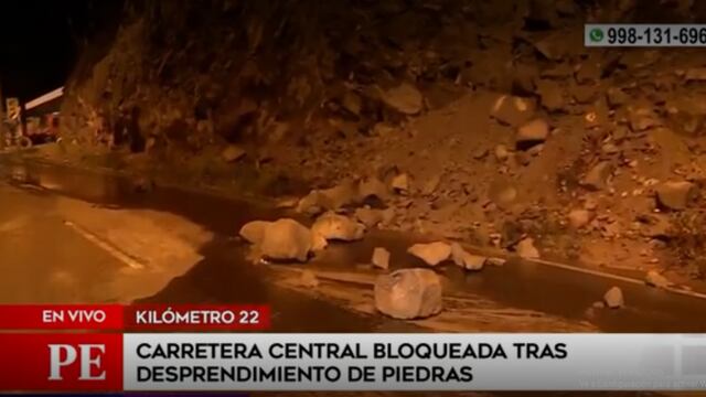 Chaclacayo: Km 22 de la Carretera Central quedó bloqueada tras desprendimiento de piedras