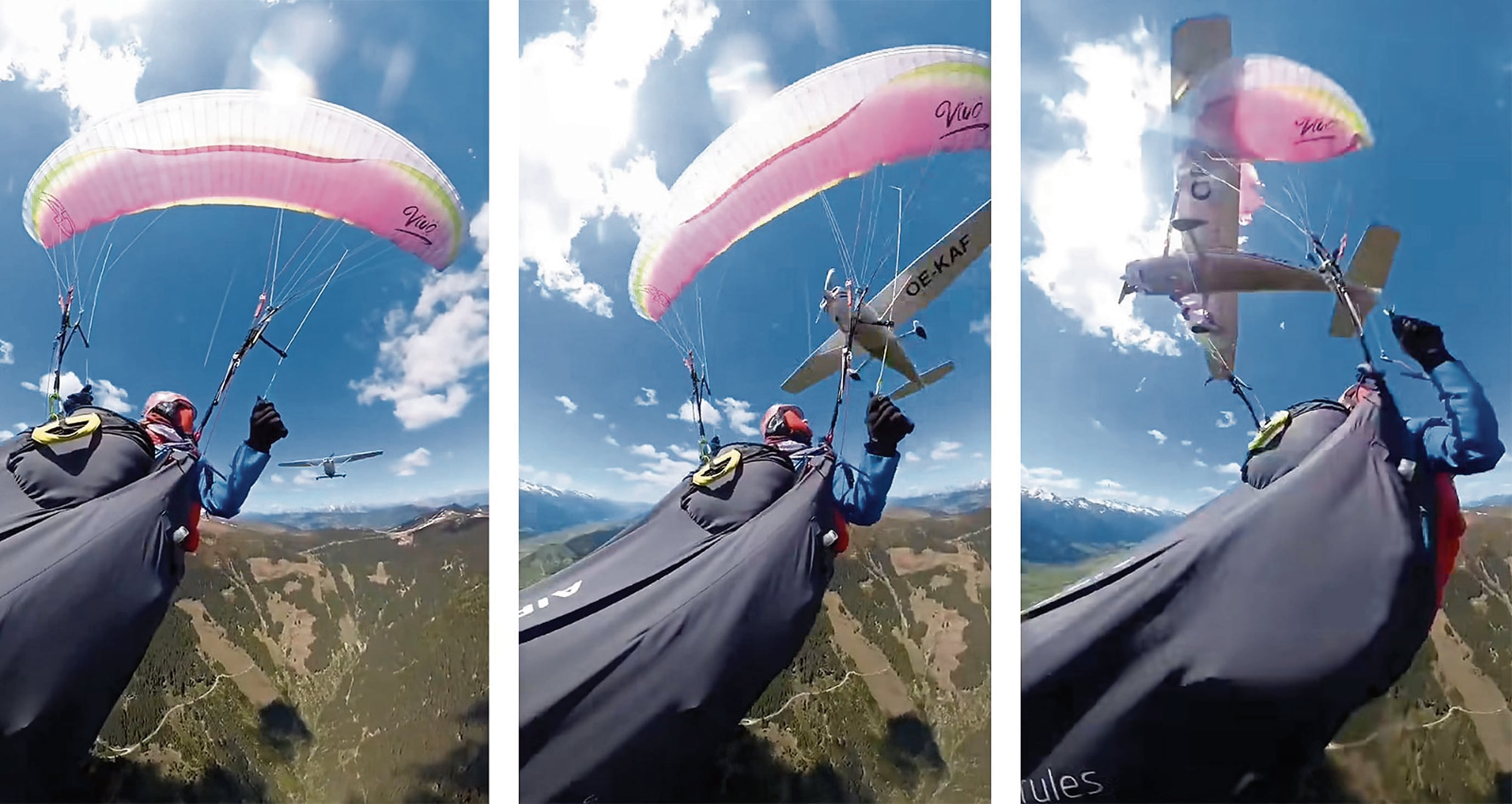 Imágenes tomadas por la cámara que llevaba la deportista del parapente.