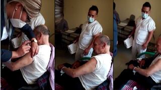 Abuelito asusta a enfermera antes de aplicarle la vacuna contra el COVID-19 al lanzarle grosería | VIDEO