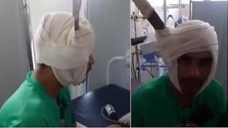 Recluso con machete en la cabeza sorprende por su tranquilidad al llegar a hospital (VIDEO)