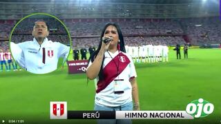 Daniela Darcourt entona emocionada el Himno Nacional en el Perú vs. Paraguay