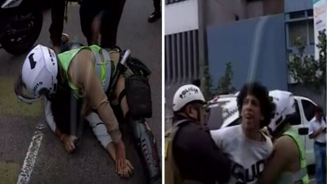 Fuerte gresca entre ‘colectivero’ y policías en plena avenida Javier Prado | VIDEO