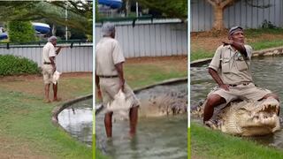 Domador alimenta a su cocodrilo con pollos vivos (VIDEO)