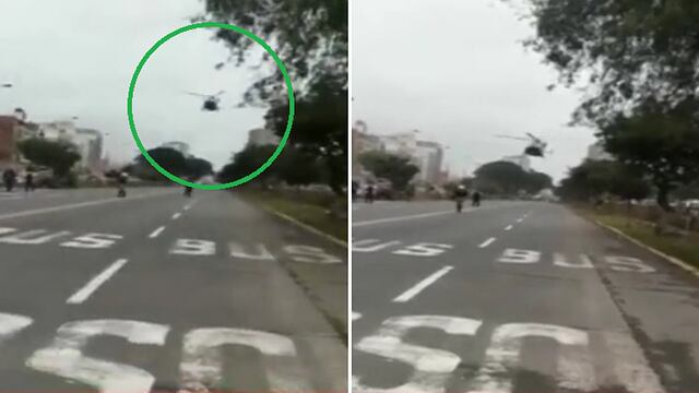 El preciso momento en que un helicóptero aterriza de emergencia en la ​avenida Brasil (VIDEO)