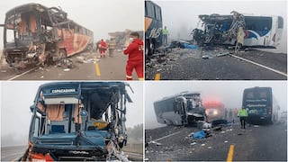 Cinco mueren en choque de buses en que un vehículo habría invadido carril contrario