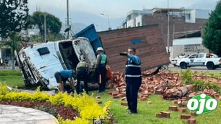 La Molina: camión de ladrillos se vuelca en el Óvalo Los Cóndores
