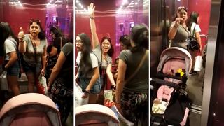 Señora impidió que hombre con su bebita ingrese a ascensor de centro comercial (VIDEO)