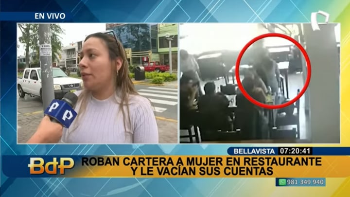 La agraviada se encontraba almorzando con unos compañeros de trabajo cuando le robaron. Foto: Buenos Días Perú