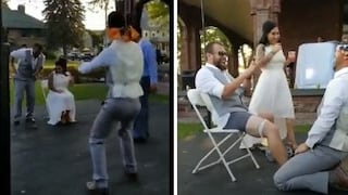 Gran sorpresa se lleva novio al intentar quitar la liga de la pierna a su novia  (VIDEO)