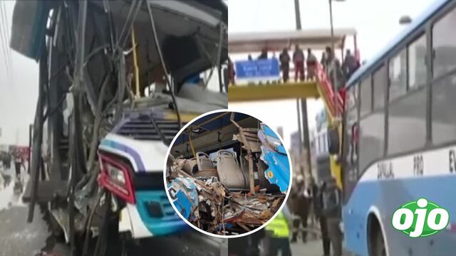 Dos pasajeros en estado crítico tras choque de buses en Los Olivos 