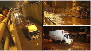 Huachipa: bypass se inunda y camión queda en este estado (VIDEO)