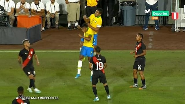 Perú vs. Brasil: Así fue el terrible choque de cabezas entre Casemiro y David Neres | VIDEO