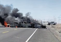 Seis quedan heridos en triple choque en que vehículos resultan calcinados