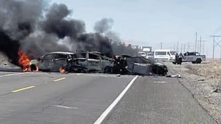 Seis quedan heridos en triple choque en que vehículos resultan calcinados