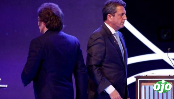 Javier Milei y Sergio Massa en el último debate presidencial