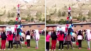 Terrible accidente se registra en fiesta patronal cuando hacían una pirámide humana (VIDEO)