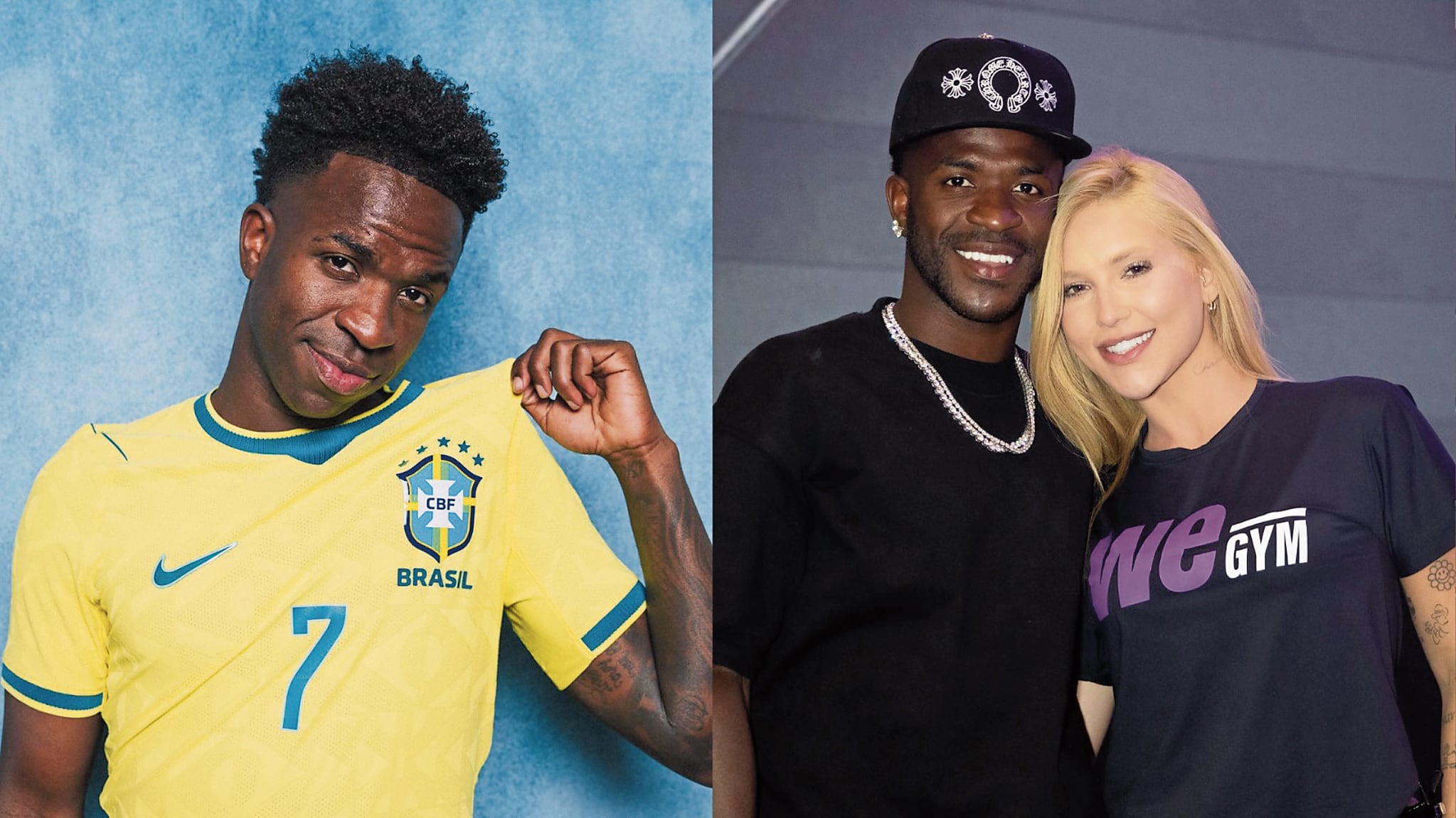 Vinicius Jr., seleccionado brasileño y astro del Real Madrid, muestra una nueva apariencia facial.