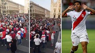 Perú vs. Argentina: peruanos abarrotan plaza de Italia y hacen 'banderazo' a poco de partido (VIDEO)