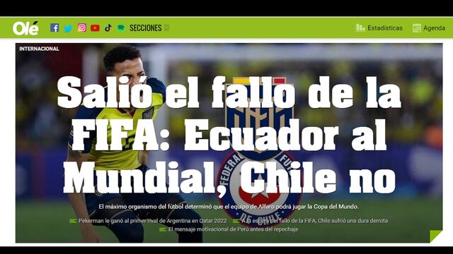 “FIFA falla contra Chile”: los medios internacionales informa sobre la resolución del caso Byron Castillo | FOTOS