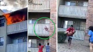 Hombre atrapa a bebé que fue lanzando desde el tercer piso por su madre | VIDEO 