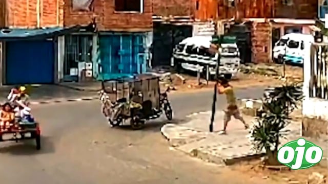 Supuesto reciclador se roba un poste de señalización de calles en Chorrillos (VIDEO)