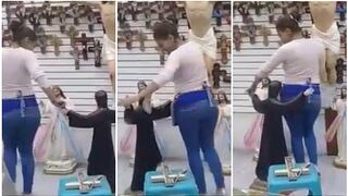 Facebook: vendedora hace bailar con swing a santito y video se viraliza (VIDEO)