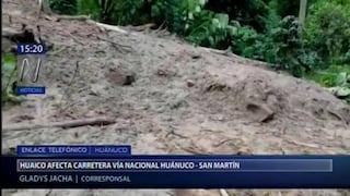 Huánuco: caída de huaico bloqueó carretera Vía Nacional en la provincia Marañón