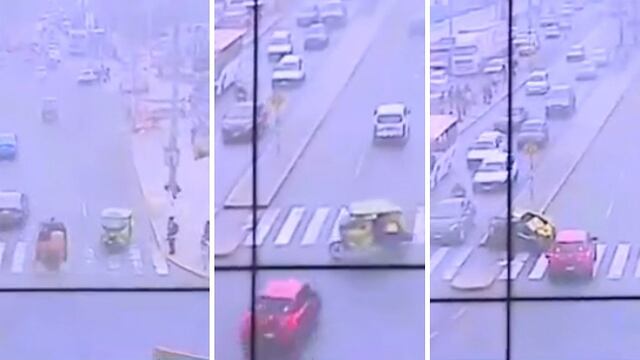 Cuatro escolares heridos por choque de imprudente mototaxi y un auto (VIDEO)