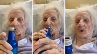Abuelita de 103 años supera al coronavirus y celebra tomando cerveza helada