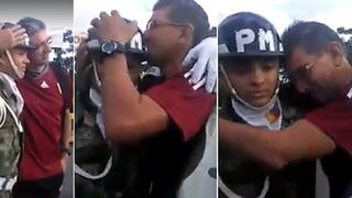 Venezolano es consolado por soldado al cruzar frontera a falta de comida (VIDEO)