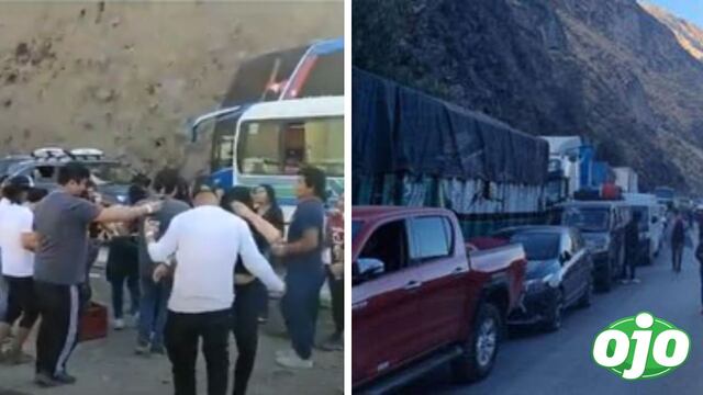 Conductores atrapados en el tráfico, deciden celebrar fiestas patrias en plena carretera
