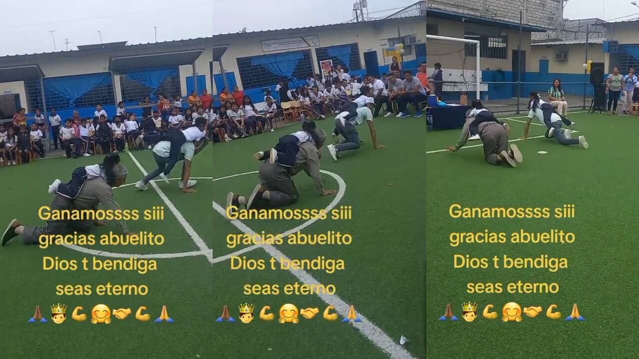 El adulto mayor llevó en su espalda a su nieta. (Foto: composición EC)