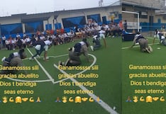 Niña participa con su abuelo en un concurso organizado en su colegio por el Día del Padre