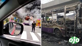 Bus del Corredor Morado se incendió en plena vía pública en San Juan de Lurigancho
