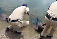 Hallan “cadáver” que flotaba horas en lago y “resucita” al rescatarlo