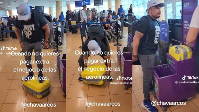 Joven hace lo imposible para evitar sobrecosto de su equipaje en aeropuerto de Lima