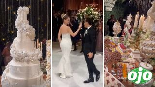 Brunella y Richard sorprendieron en su boda con lujosa decoración, variado buffet y torta de 8 pisos 