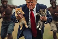 Donald Trump es el hazmerreír y sacan carteles con su denuncia de que migrantes comen gatos