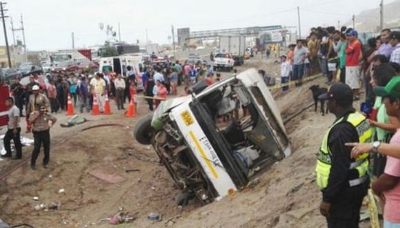 Al menos 5 personas muertas y 14 heridas fue el trágico saldo de un accidente de tránsito registrado a la altura del kilómetro 23 de la carretera Panamericana Sur. (Foto: Andina)