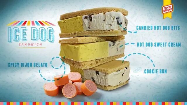 Elaboran el primer sándwich de helado que tiene sabor a hot dog 