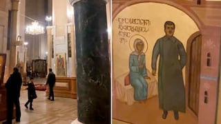 Georgianos derechistas protestan tras la retirada de icono religioso con la imagen de Stalin