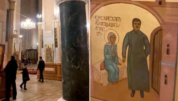 Josef Stalin y la santa Matriona de la Catedral de la Santísima Trinidad de Tiflis.