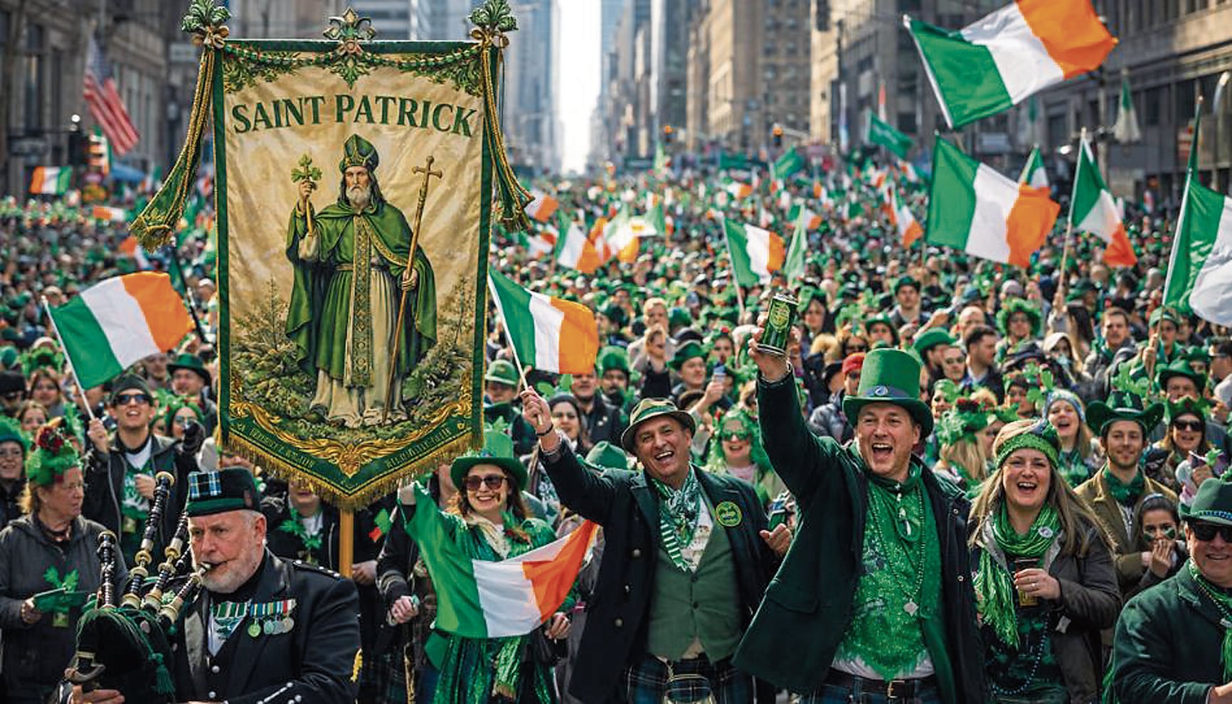 La fiesta de San Patricio, aunque con base religiosa, tiene también una dosis pagana y se emplea para divertirse en desfiles.