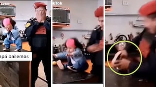 Policía graba un Tik Tok con su bebé y escena casi termina en desgracia | VIDEO 