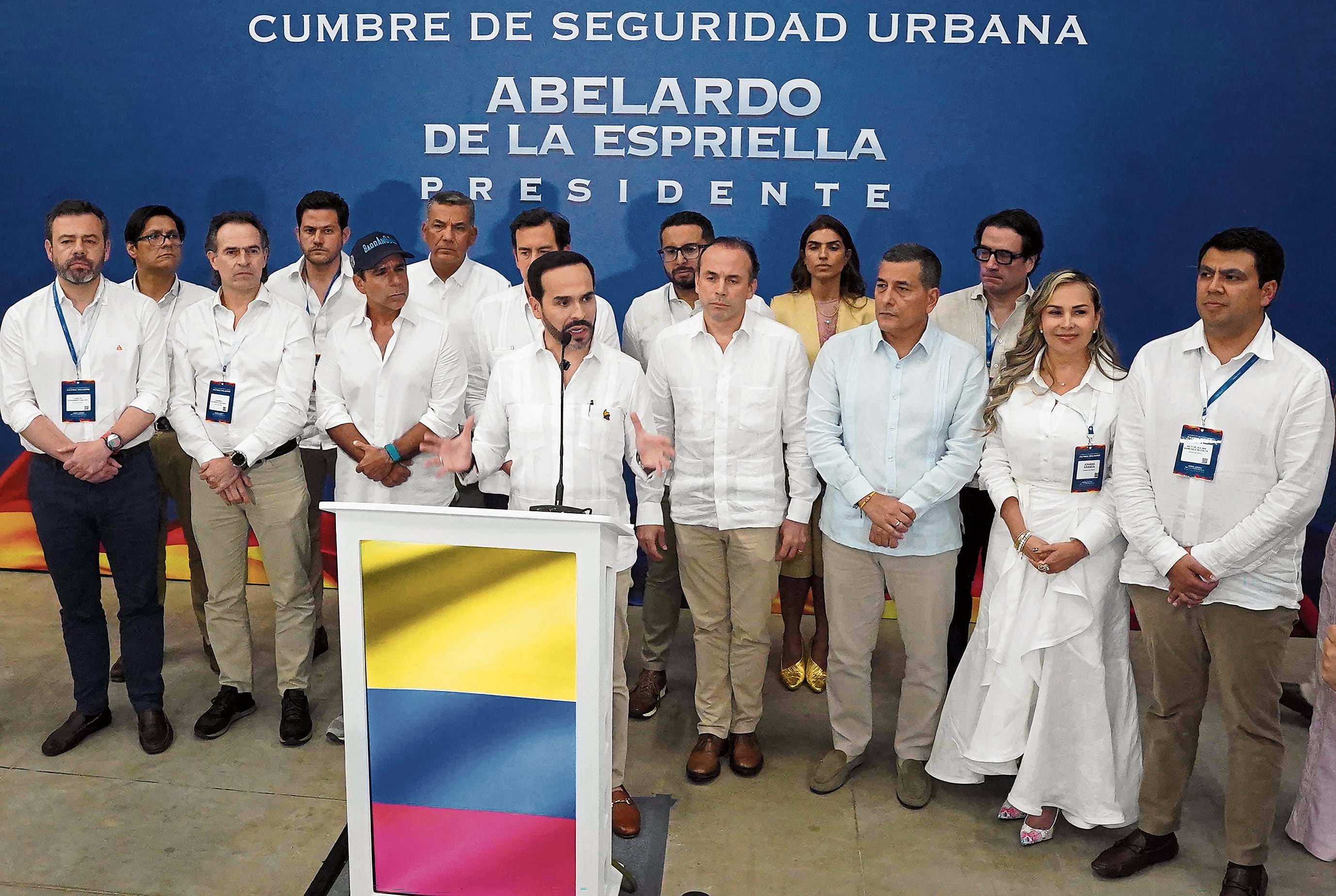 En Barranquilla, el presidente electo de Colombia, Abelardo De La Espriella, presentó oficialmente los Bloques de Seguridad Urbana. (Foto de Vanexa Romero / AFP)