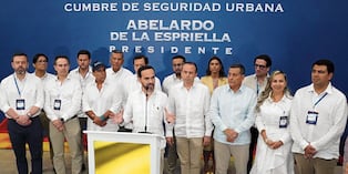 En Barranquilla, el presidente electo de Colombia, Abelardo De La Espriella, presentó oficialmente los Bloques de Seguridad Urbana. (Foto de Vanexa Romero / AFP)